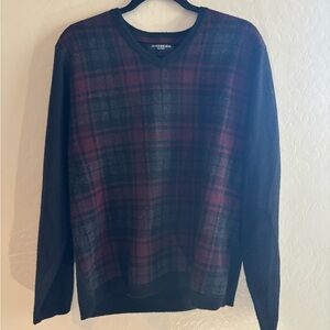Elegant V-Neck Plaid Sweater - Black and Red